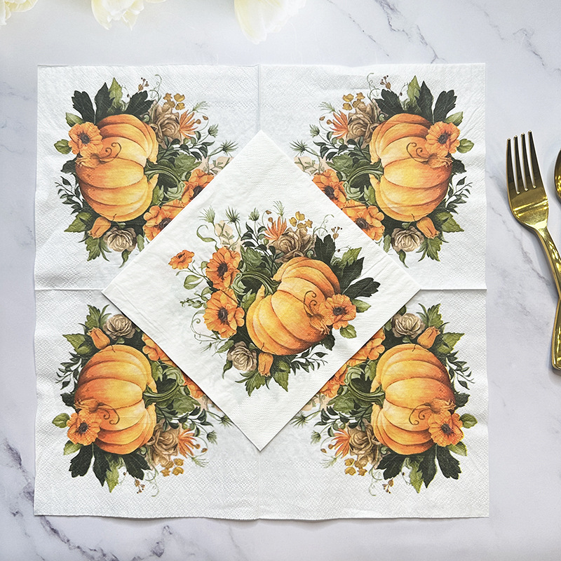 Commercial Printing Paper - 10/20 Sheets 33*33cm 2-Ply Pumpkin-themed Napkins